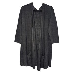 Eileen Fisher Linen Open Front Cardigan Gray Large‎ Boho Slub Duster